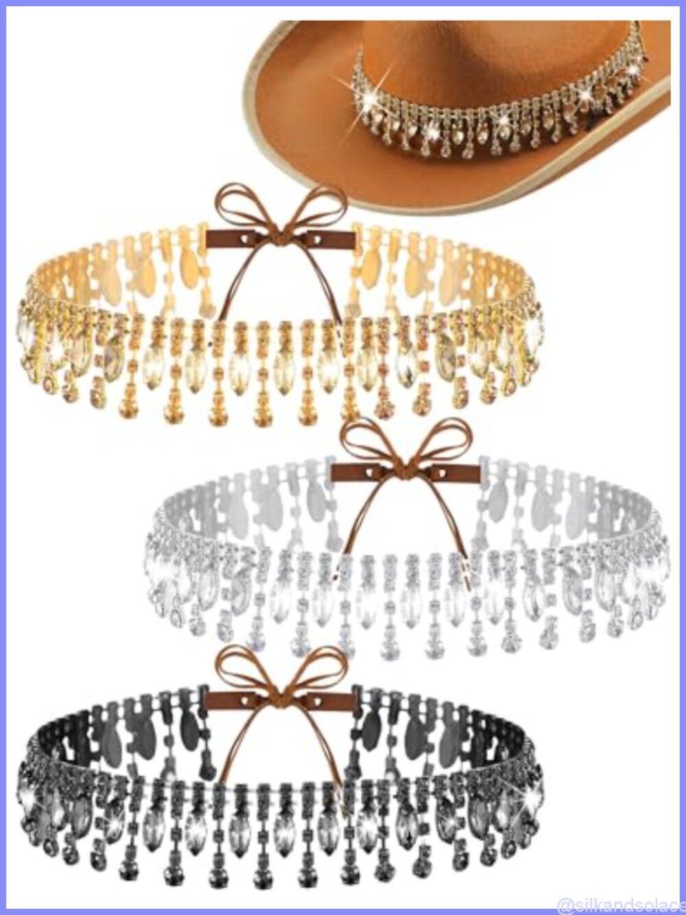 Rhinestone Cowboy Hat Bands Adjustable Western Hat Accessory